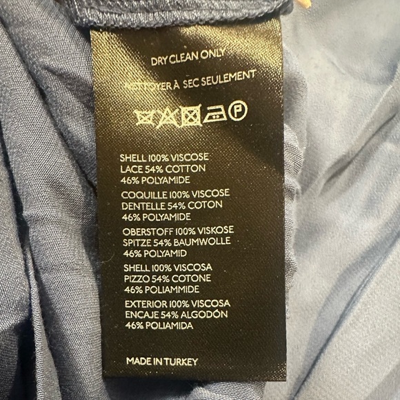 Anthropologie Lace Trim Silky Pants Size Medium Blue Drawstring Waist Pockets - Picture 11 of 14